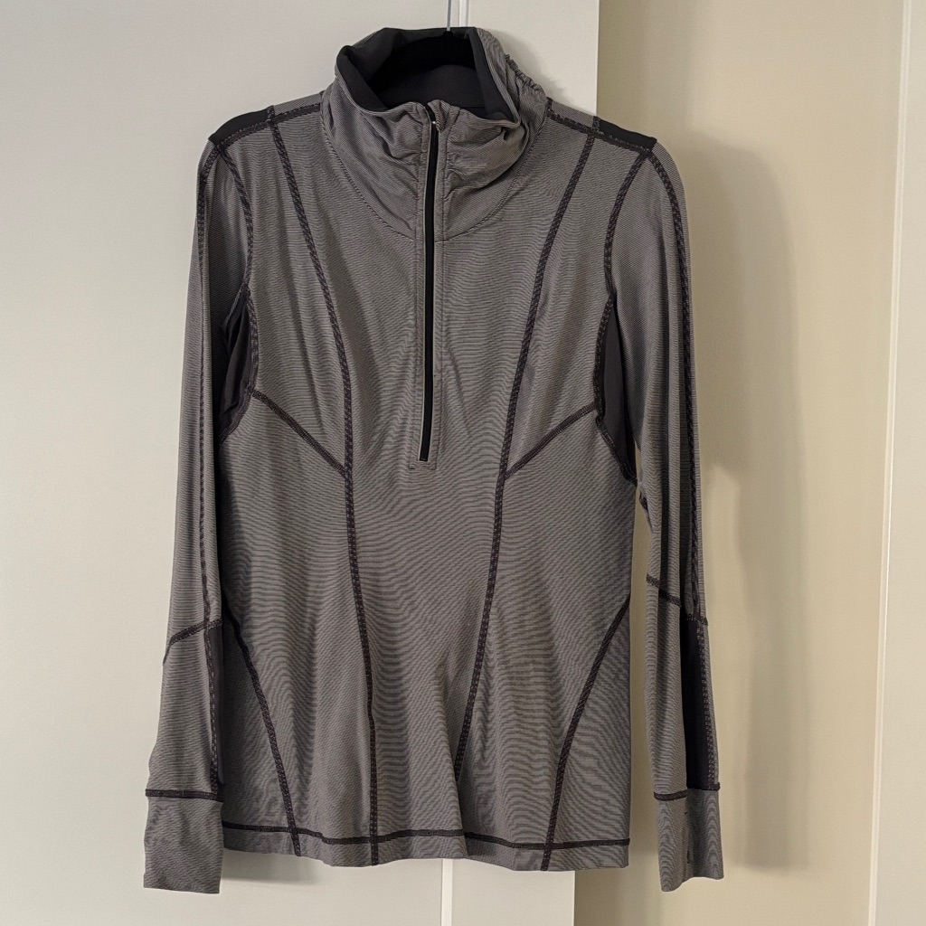Lulu Lemon Grey Long Sleeve Quarter-Zip Top
